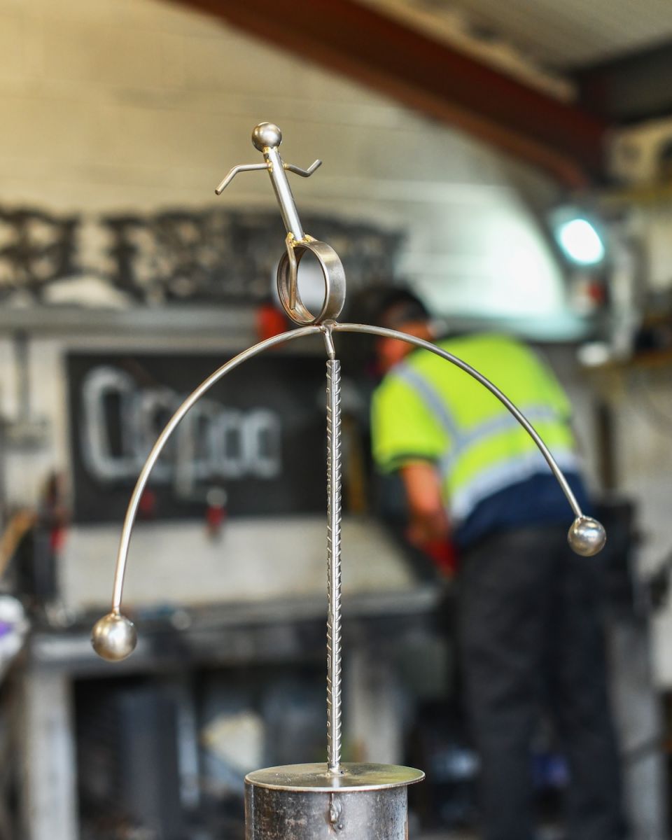 "The Unicyclist" Recycled Metal Sculpture