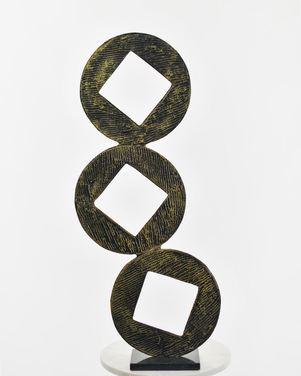 "Triple Aspect" Cast Aluminium Home Ornament - Black and Gold