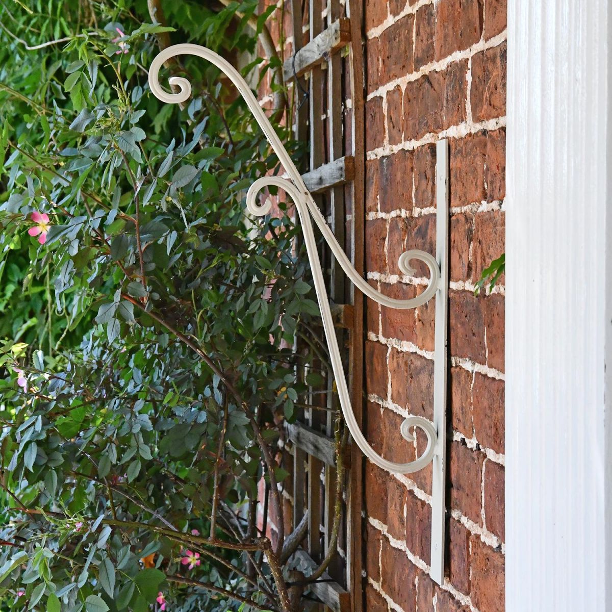 Side View of the Hanging Basket Bracket Mounted on a Brick Wall
