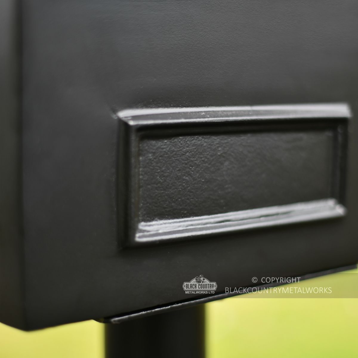 “Twilight Shadows” Black Goldhay Post Box Close Up