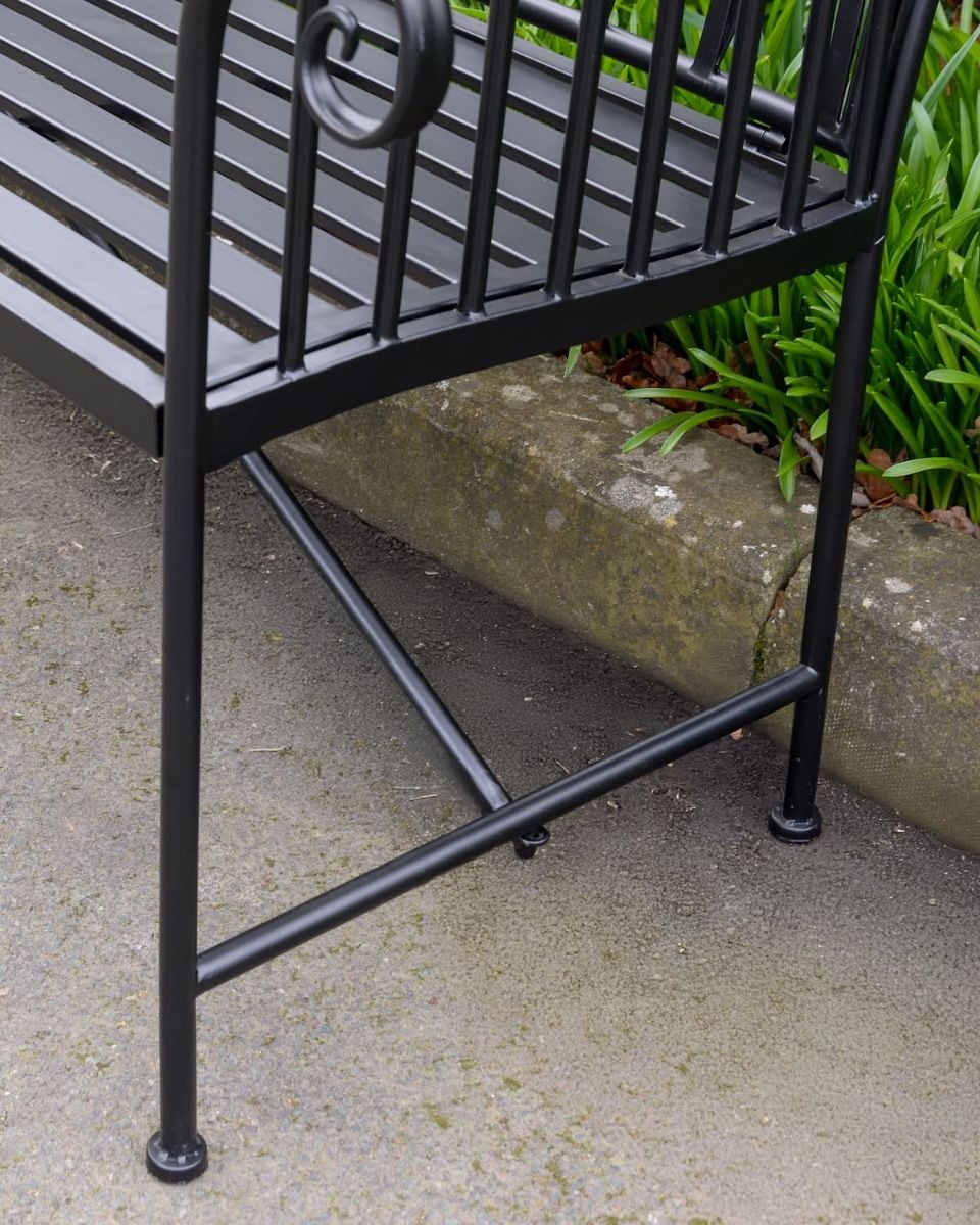 "Twilight" Wrought Iron Arched Garden Bench Close up of Bench Legs