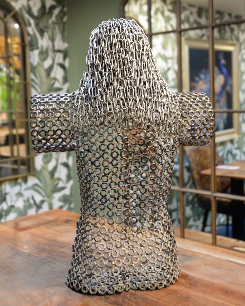 "Verity" Female Torso Sculpture Reclaimed Metal -74cm main image