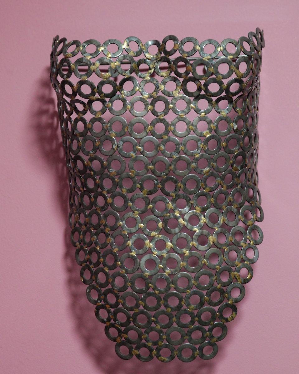 "Vesta" Female Torso Reclaimed Metal Wall Sculpture - 63cm mounted on wall main image