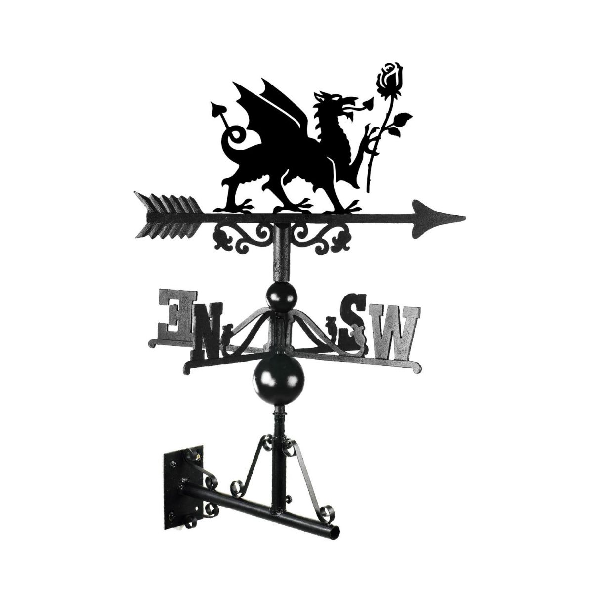 Welsh Dragon & English Rose weathervane on a white background