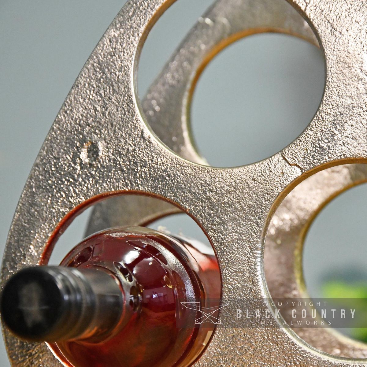 Close-up of the Wine Rack Holding Wine Bottles