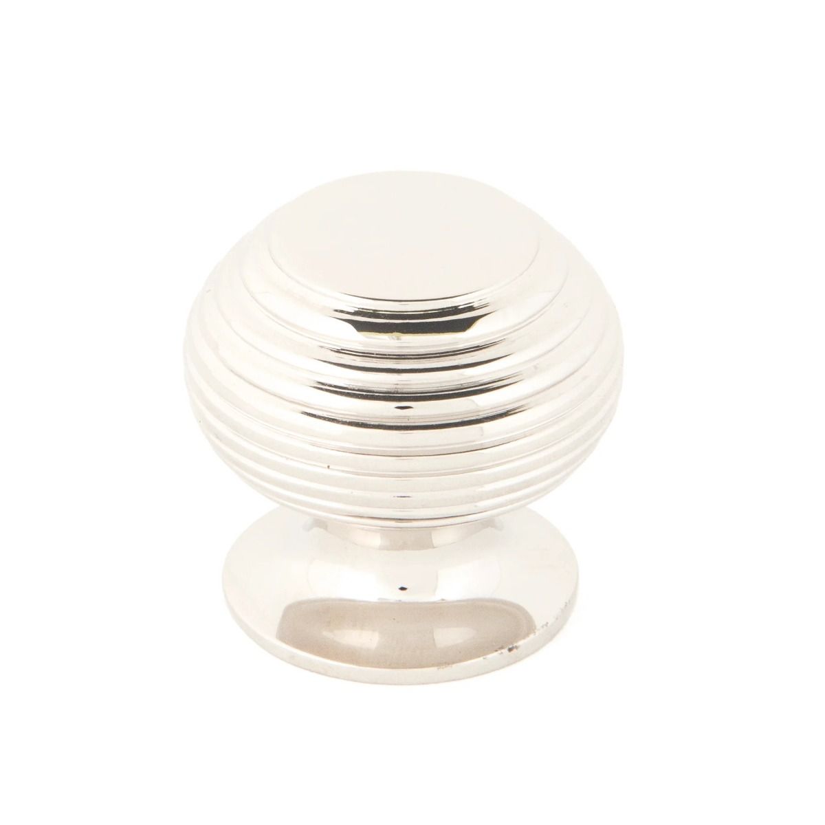 A 30mm Individual Polished Nickel Beehive Cabinet Knob Shown Upright on a White Background