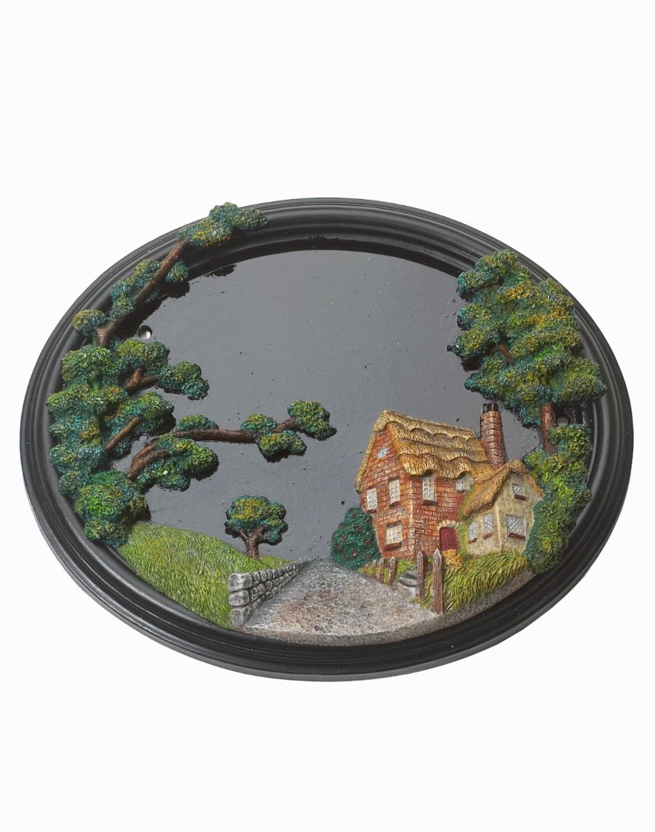 A Blank "Brushford Hill Cottage" Hand Painted Countryside House Sign on a Plain White Background - Digital Illustration 