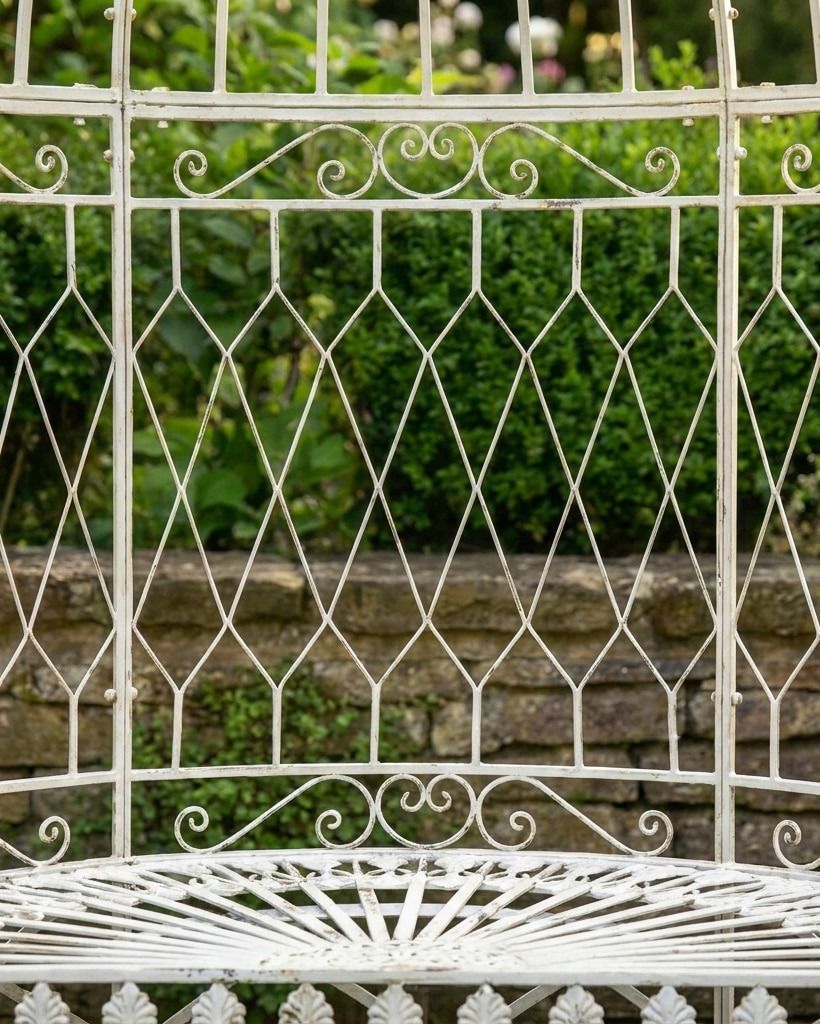 A Close up of the Back rest and Seat Detailing on the Taylor Arched Dome Canopy Bench in Cream - Digital Illustration 