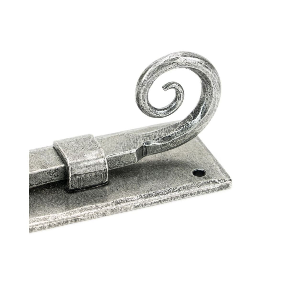A Close up of the Handle of a 6 Inch Monkey Tail Window Security Bolt & Door Straight Bolt on a White Background 