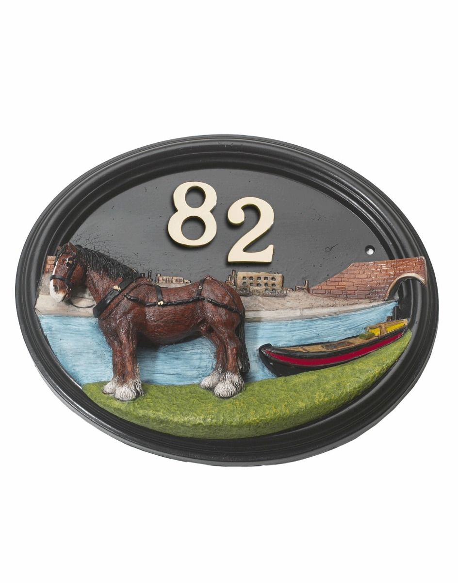 A Number 82 Hand Painted Canal Boat House on a Plain White Background - Digital Illustration