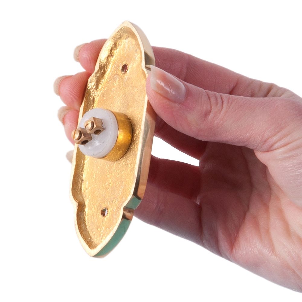 "Adie Amus" Polished Brass Antique Gothic Bell Push  "Adie Amus" Polished Brass Antique Gothic Bell Push