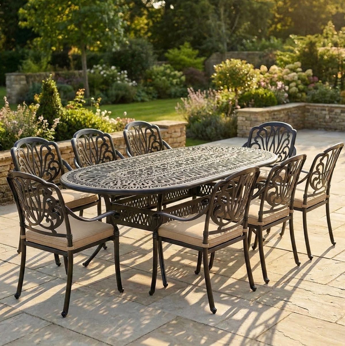 Aged Black "Moreville" Eight Seater Furniture Set digital illustration