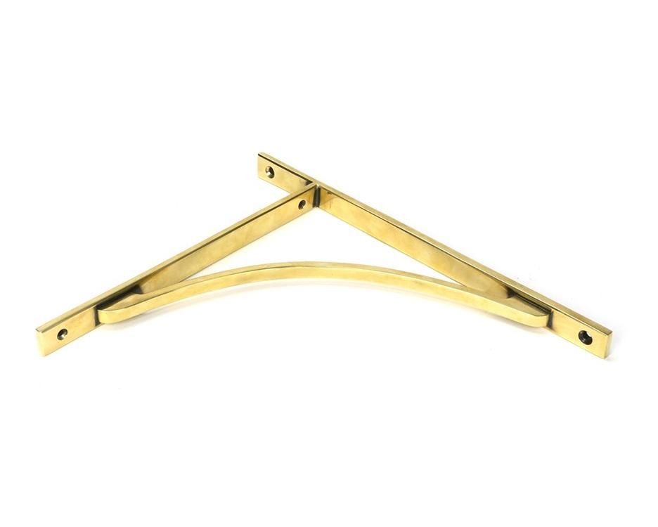 Close-Up of Aged Brass "Appleton" Traditional Arched Shelf Bracket - 314mm x 250mm