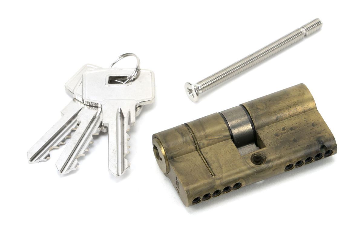 Aged Brass 5-Pin Euro Cylinder & Keys