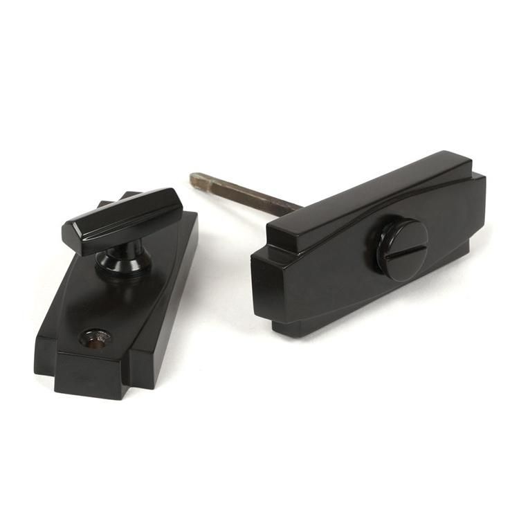 Aged Brass Art Deco Bathroom Thumb Lock