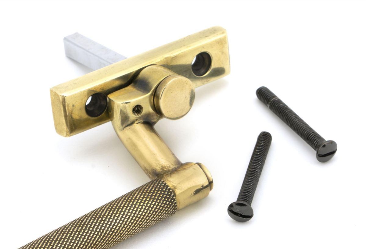 Aged Brass Espag Window Handle - Right Handed Fixings Aged Brass Espag Window Handle - Right Handed Fixings