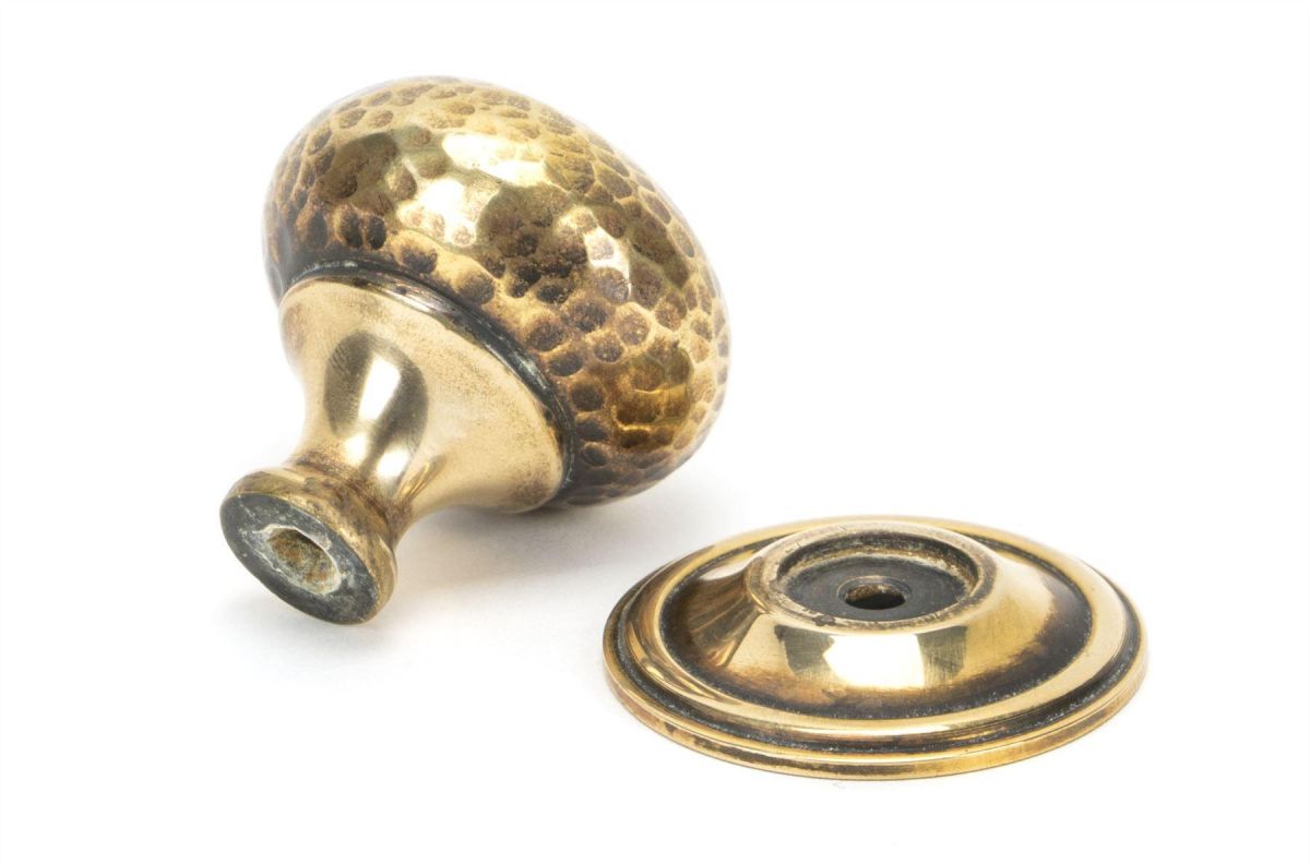 Aged Brass Hammered Mushroom Cabinet Knob - 38mm Parts