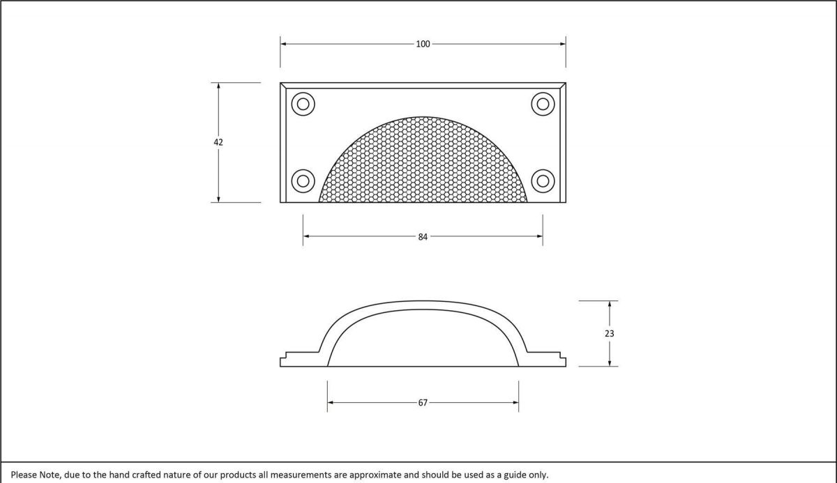 Polished Chrome Rectangular Drawer Pull with Curved Hammered Handle Dimensions