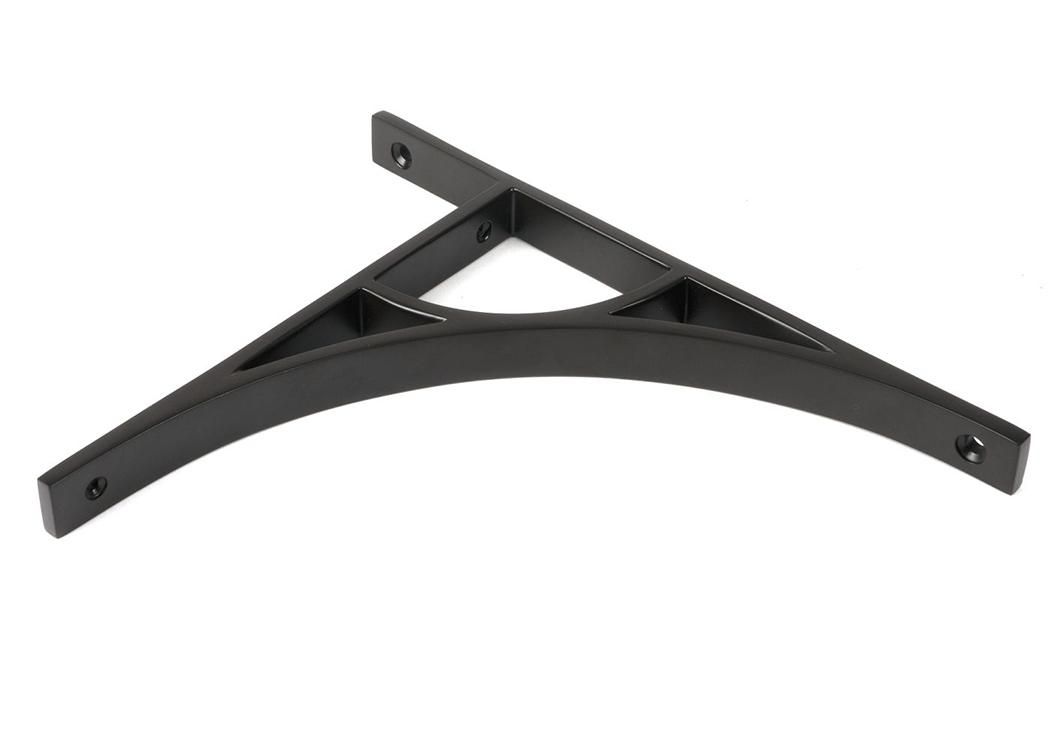 Close-Up of Aged Bronze "Ascension" Arched Crescent Shelf Bracket - 260mm x 200mm