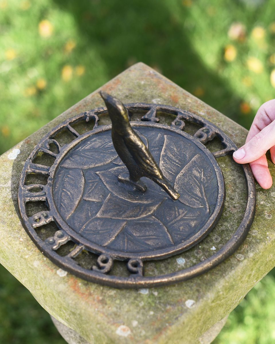 Aged Iron "Tweeting Time" Bird Sundial to Scale