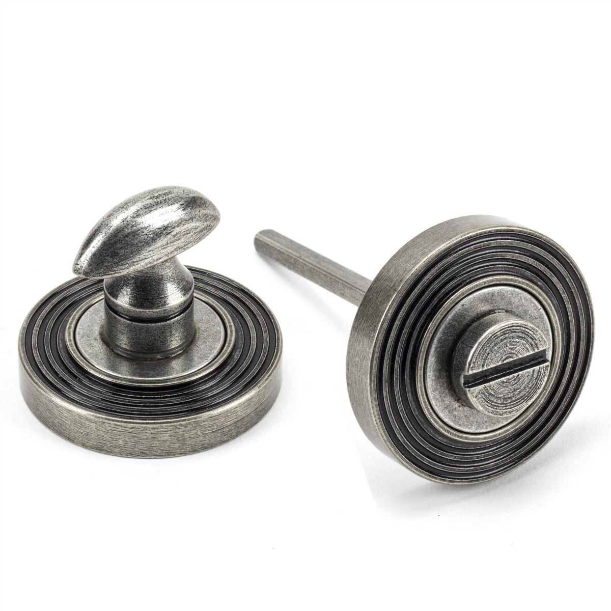 Aged Pewter Concealed Thumbturn Set with Layered Beehive Cover
