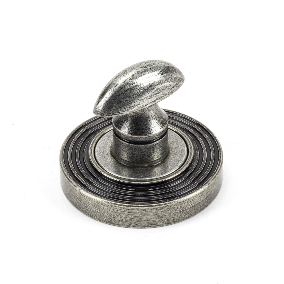 Aged Pewter Concealed Thumbturn Set with Layered Beehive Cover Close Up