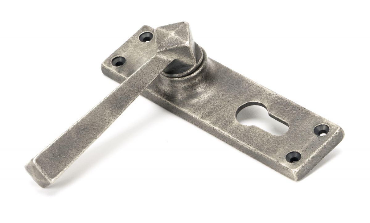 Aged Pewter Lever Euro Door Handle Keyhole Aged Pewter Lever Euro Door Handle Keyhole