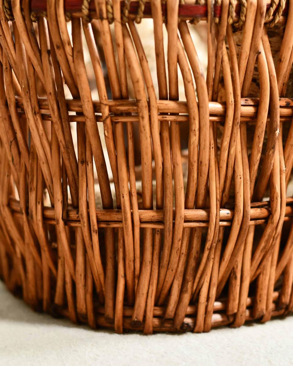 Close-Up of Aged Wicker Log Basket
