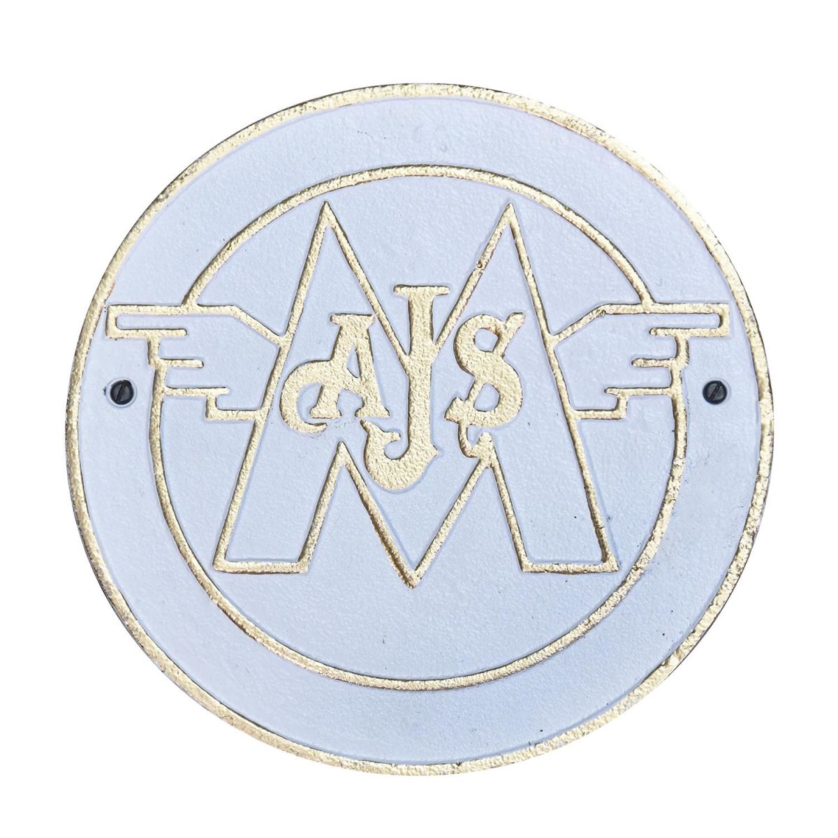 AJS Motorcycles Cast Iron Automobilia Reproduction Sign Finished in a Hand Pained Finish