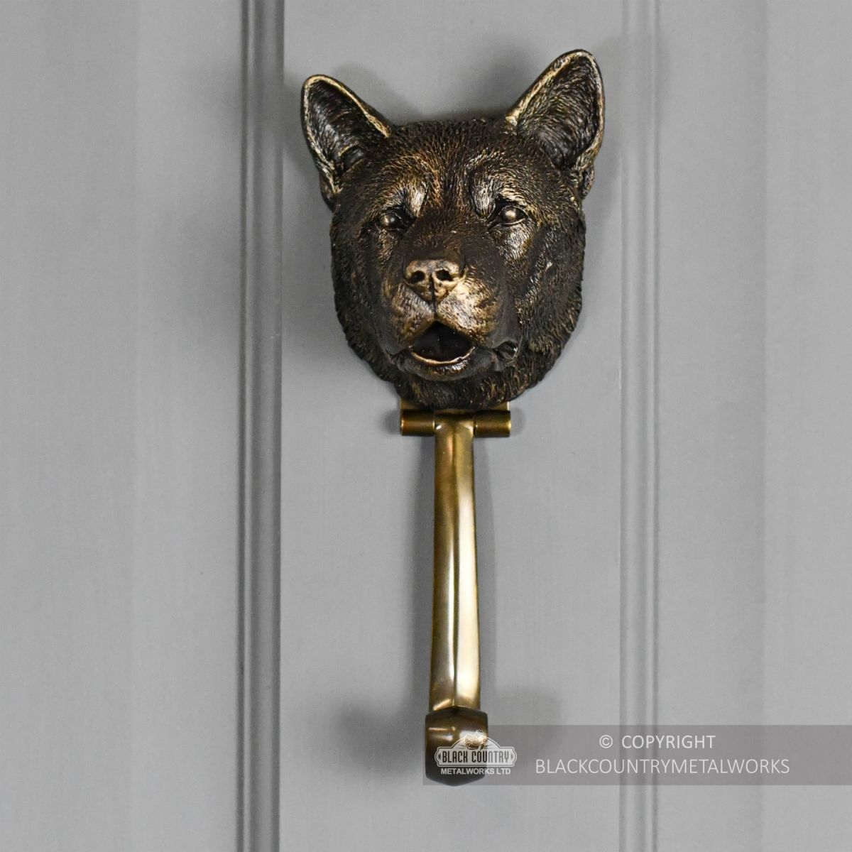 Front View of the Akita Door Knocker