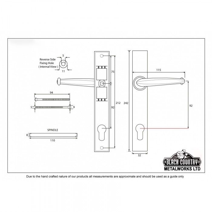 "Alessano" Pewter Farmhouse Slim Sprung Espagnolette Lock Set 