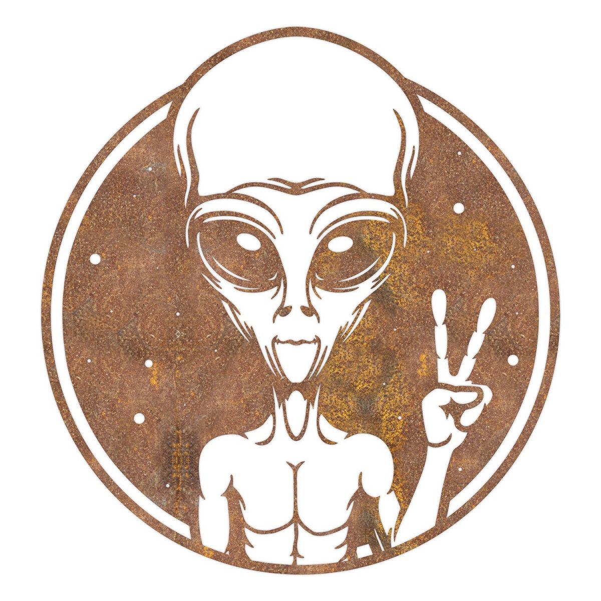 Peace Sign Alien Wall Art in a Black Finish Peace Sign Alien Wall Art in a Black Finish