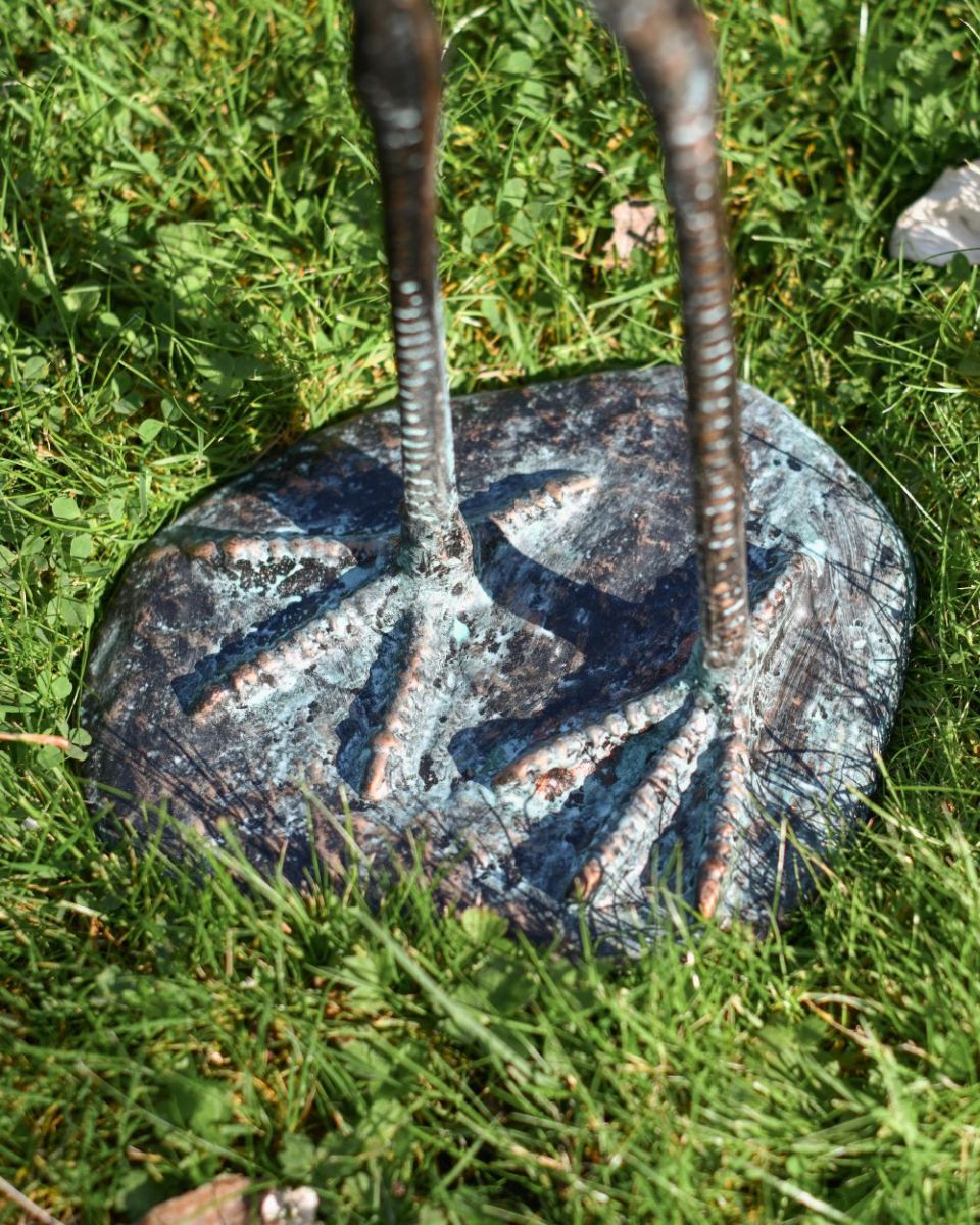 Base and feet of Aluminium Crane Sculpture