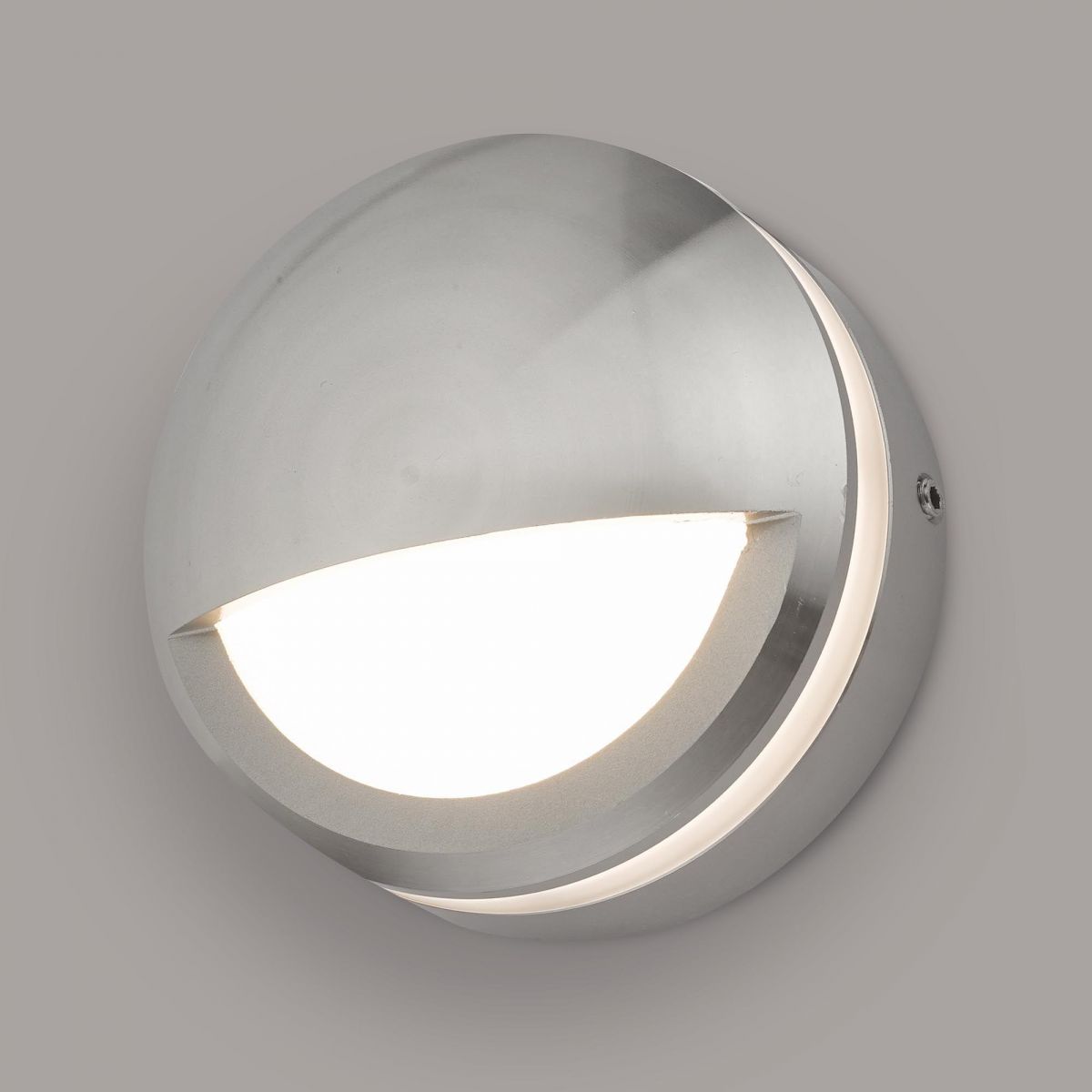 Aluminium "Eyelid" Wall Light in Situ on a Grey Wall