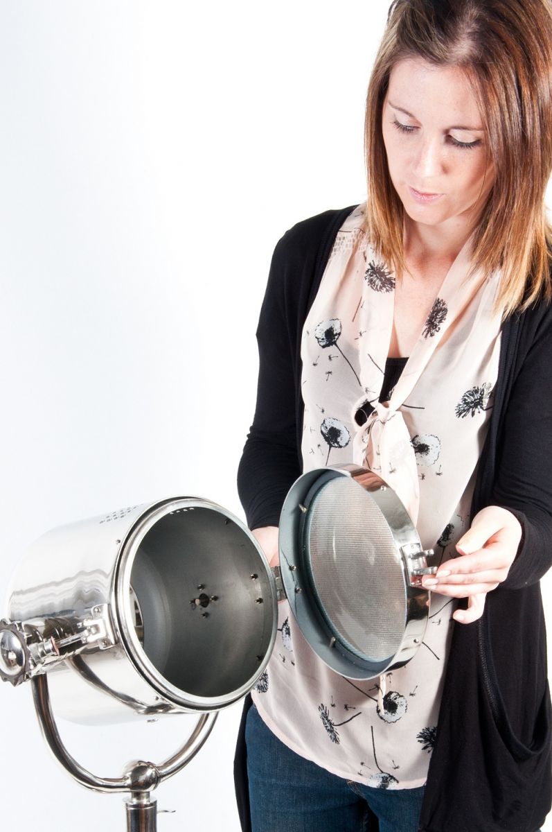 Aluminium Spotlight on Wooden Stand