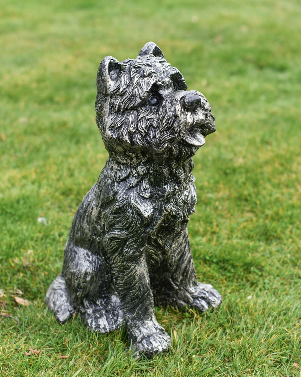 Yorkshire Terrier Sculpture in Situ in the Garden