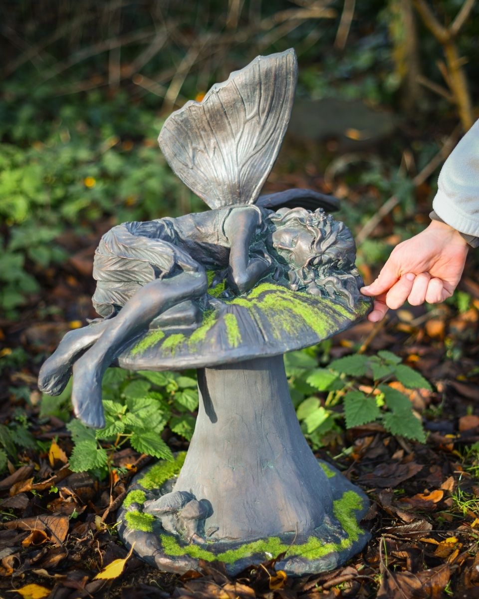 amanita the slumbering resin fairy garden sculpture to scale