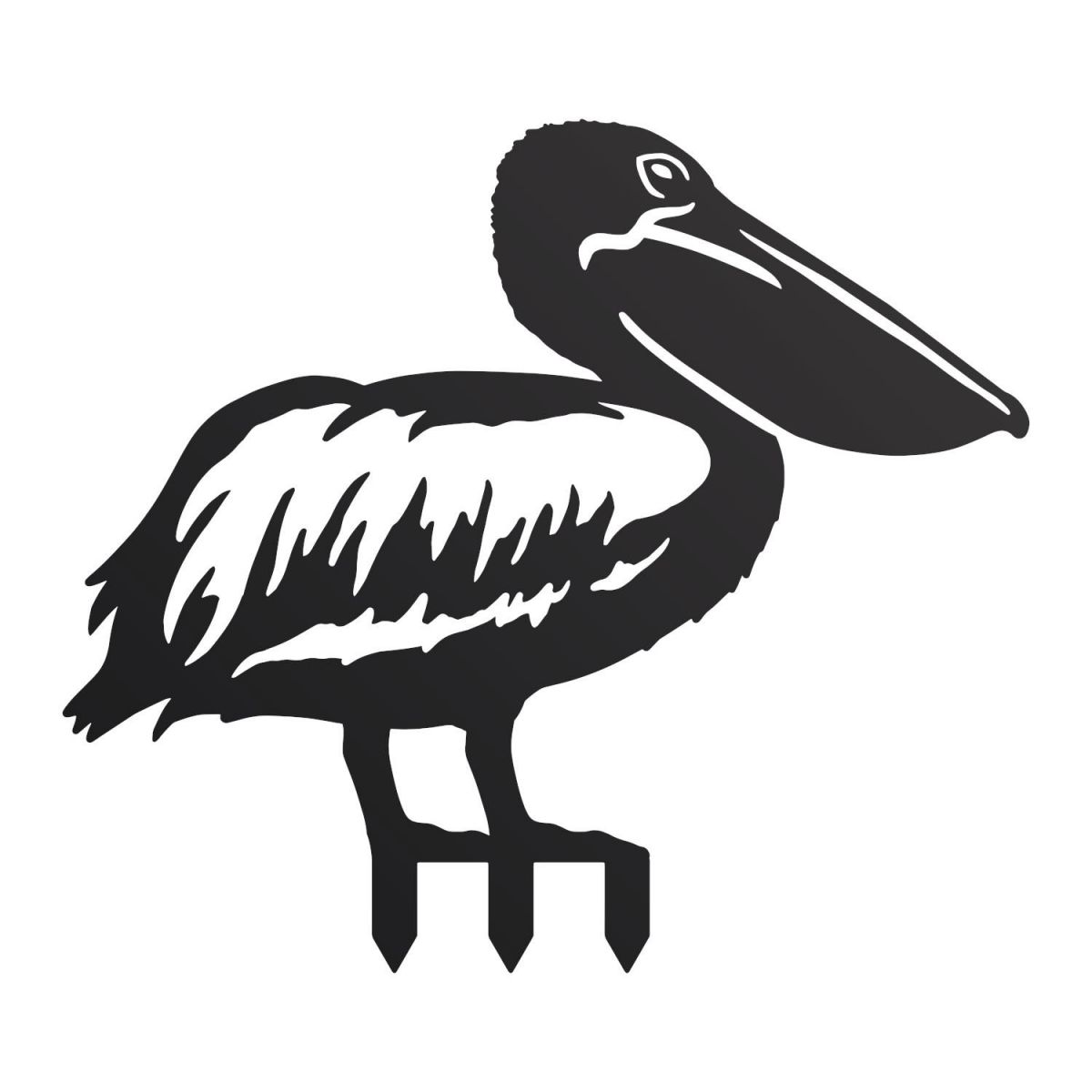 American White Pelican Sheet Steel Silhouette in Black Finish with Spikes