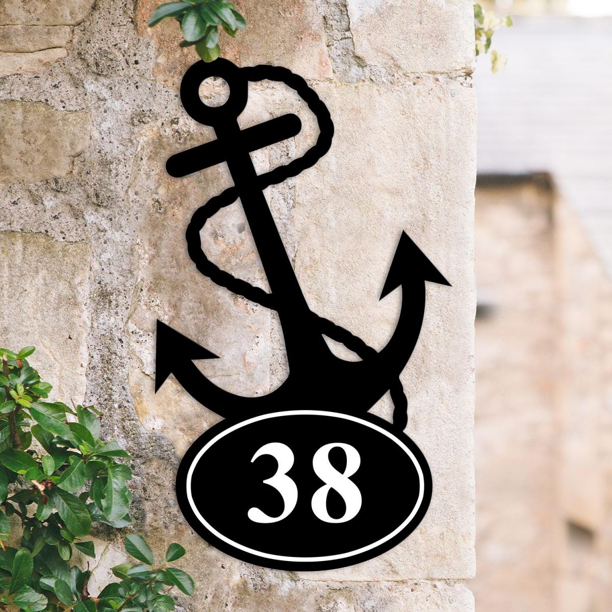 Anchor Iron House Number Sign Created Out of Iron