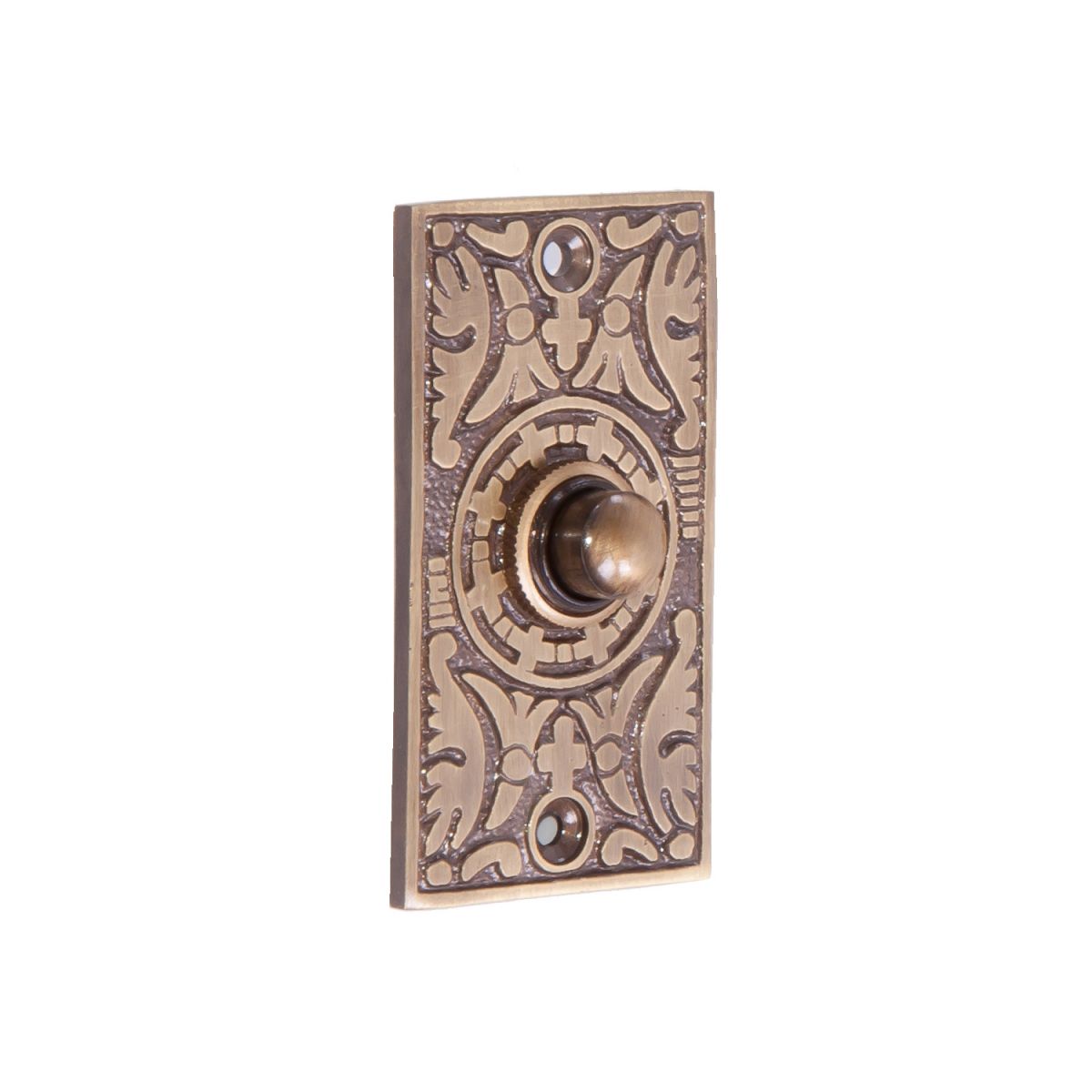 “Anderson” Antique Brass Rectangle Pattern Bell Push  “Anderson” Antique Brass Rectangle Pattern Bell Push