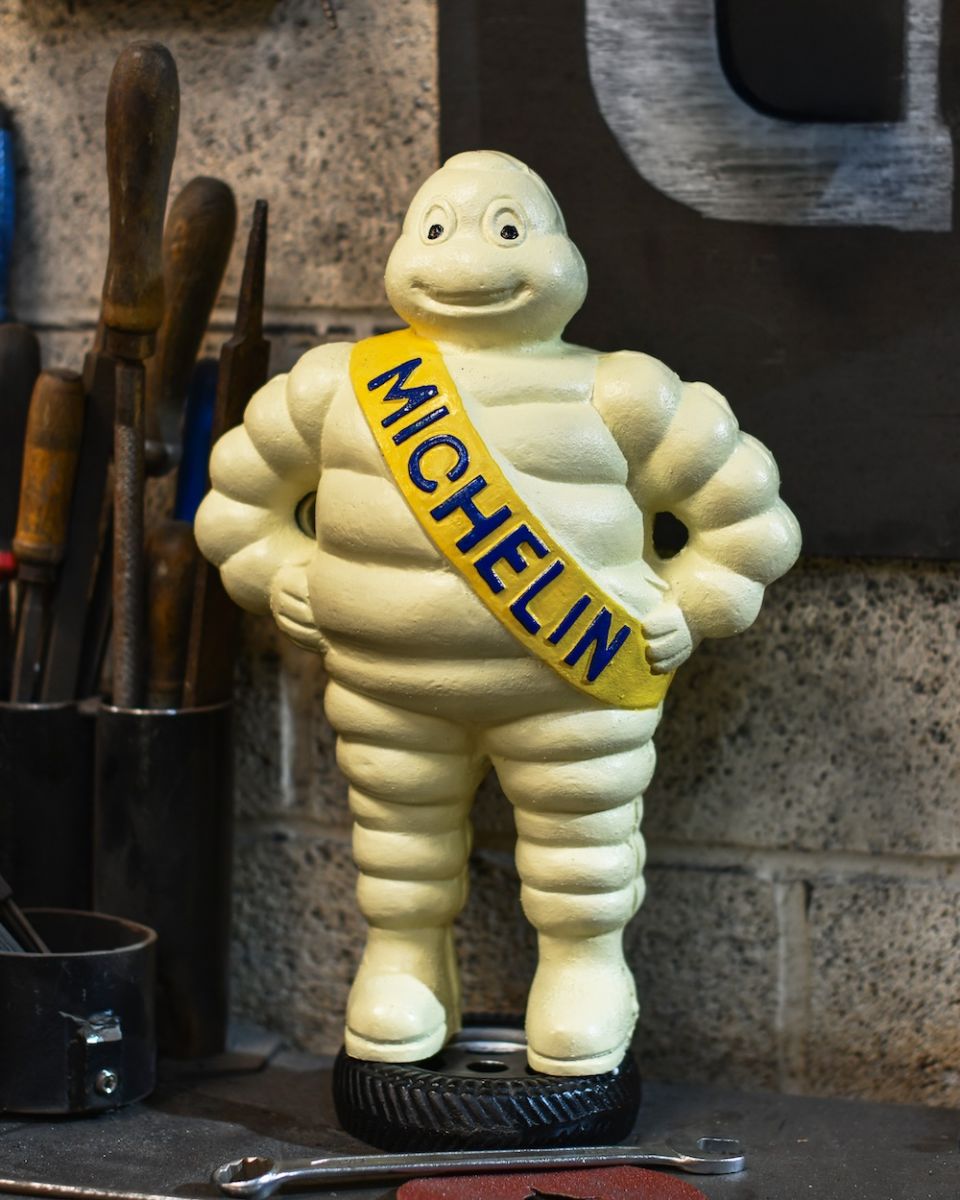 View of Michelin man statue on an angle