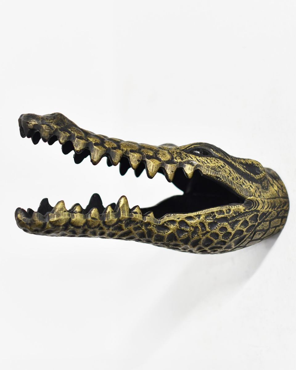 Black & Gold Crocodile Wall Bust