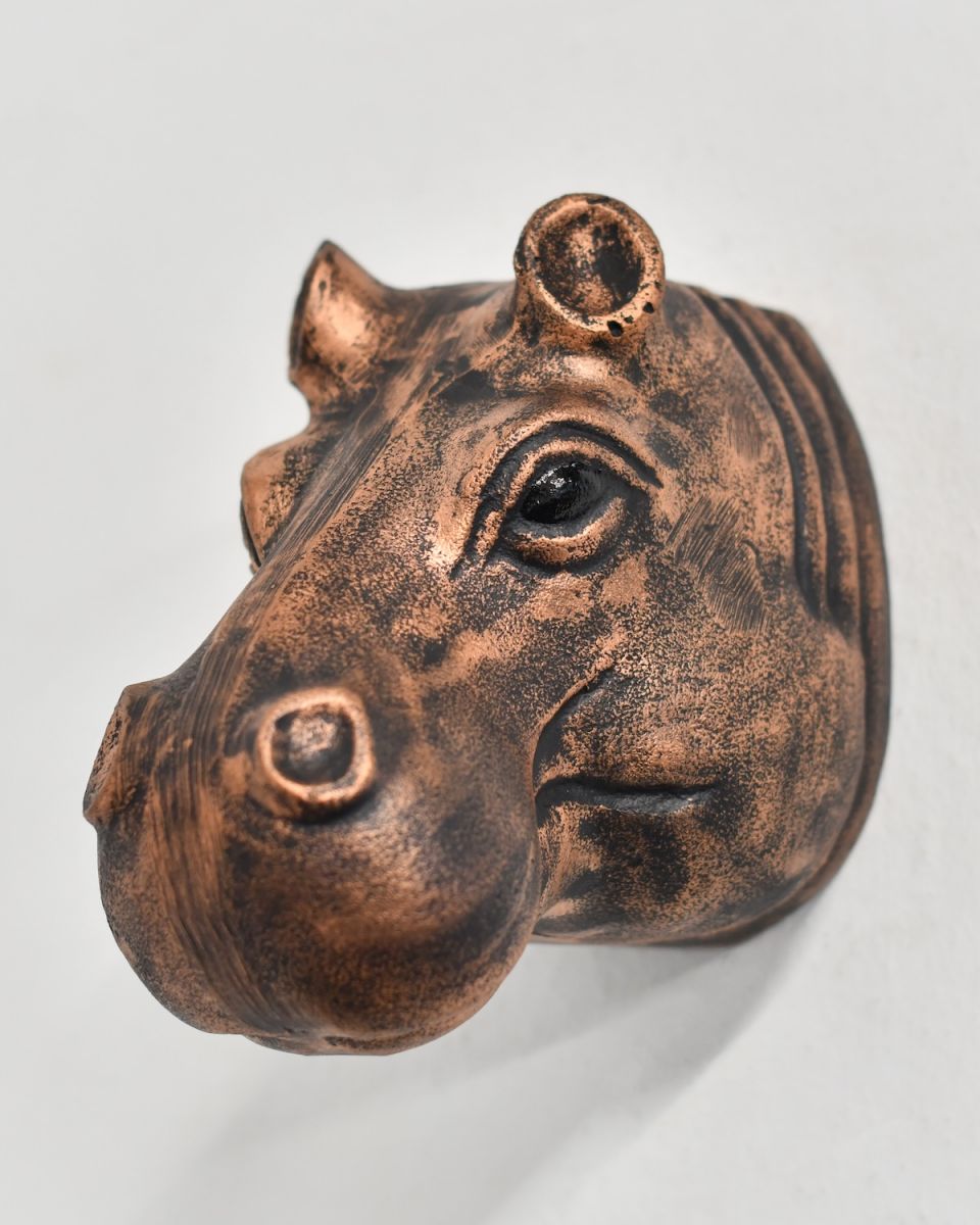 Copper Hippo Wall Bust