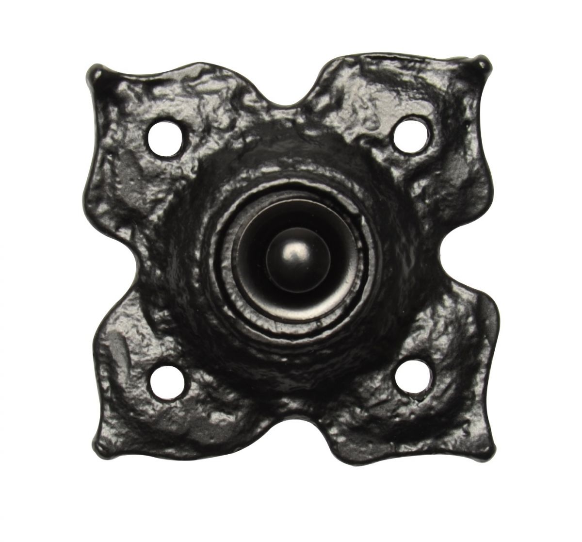 Antique Black Iron Flower Design Front Door Bell Push