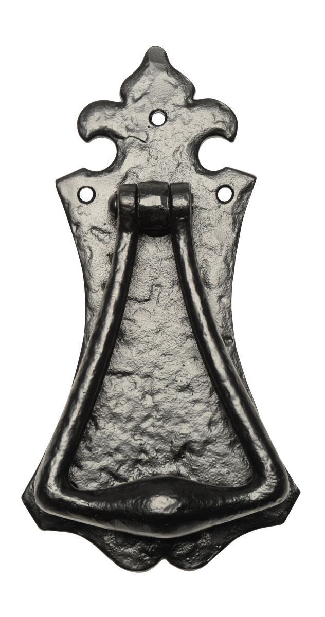 Antique Black Iron Gothic Style Fluer De Lys Door Knocker