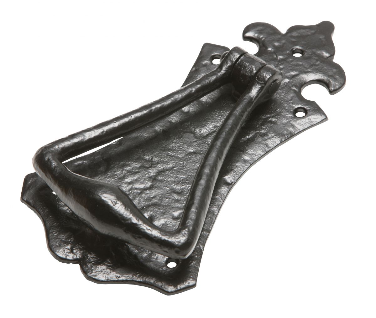 Antique Black Iron Gothic Style Fluer De Lys Door Knocker