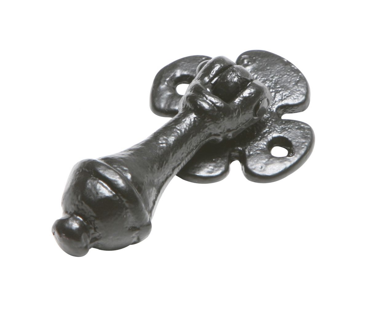 Antique Black Iron Teardrop Cabinet Handle With Floral Backplate