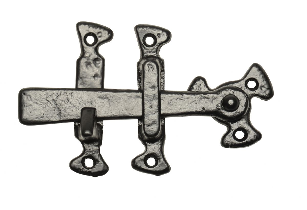 Antique Black Malleable Iron Gothic Style Suffolk Thumb Latch Set