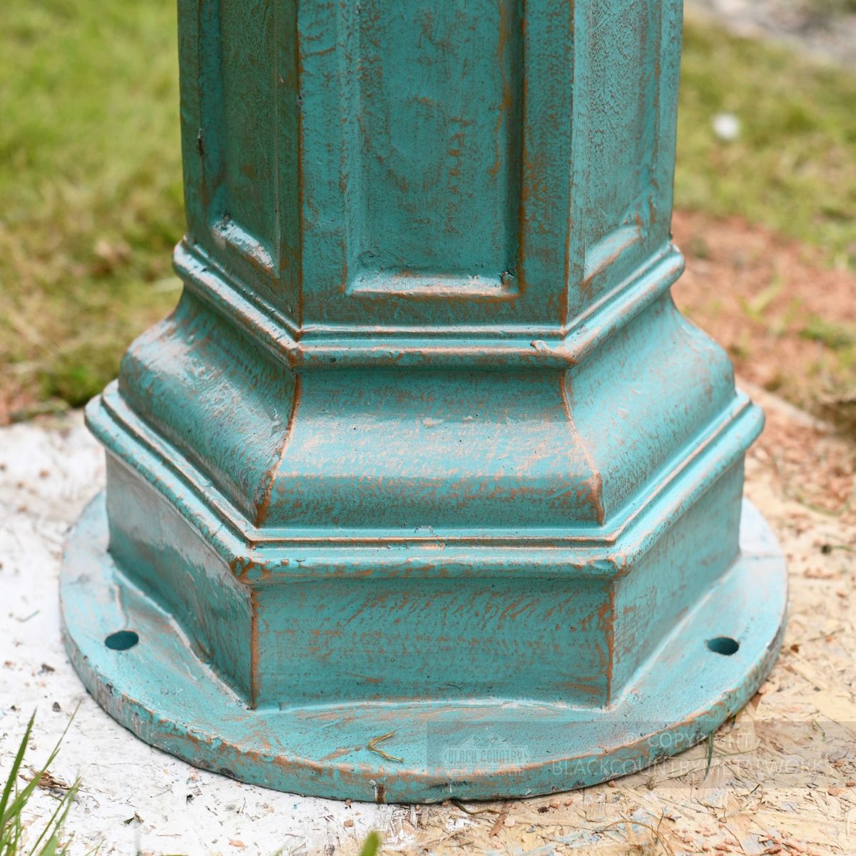 Antique Blue Cast Iron Lamp Post Base Plate