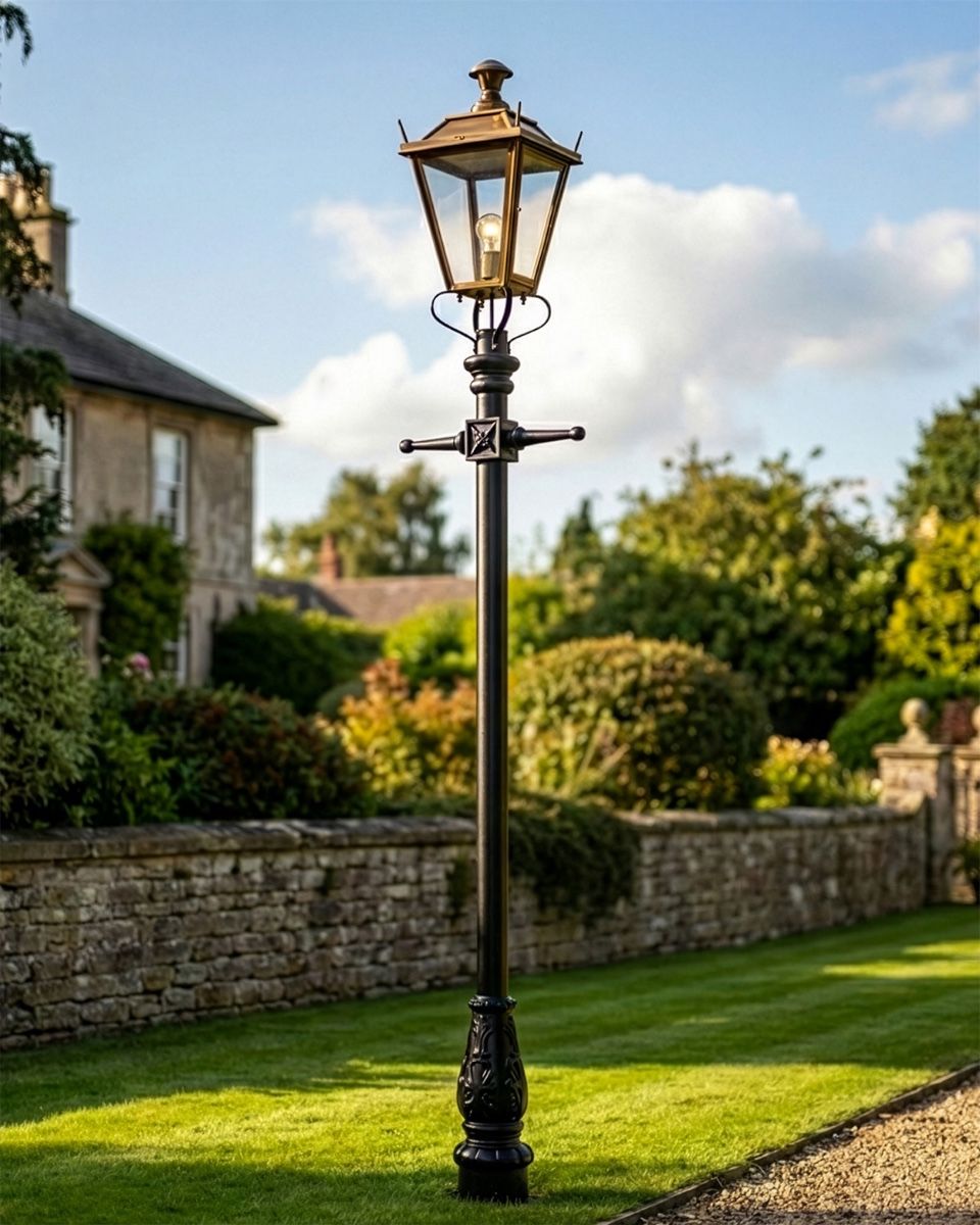 Antique Brass Dorchester Lamp Post & Lantern Set 3.25m digital illustration